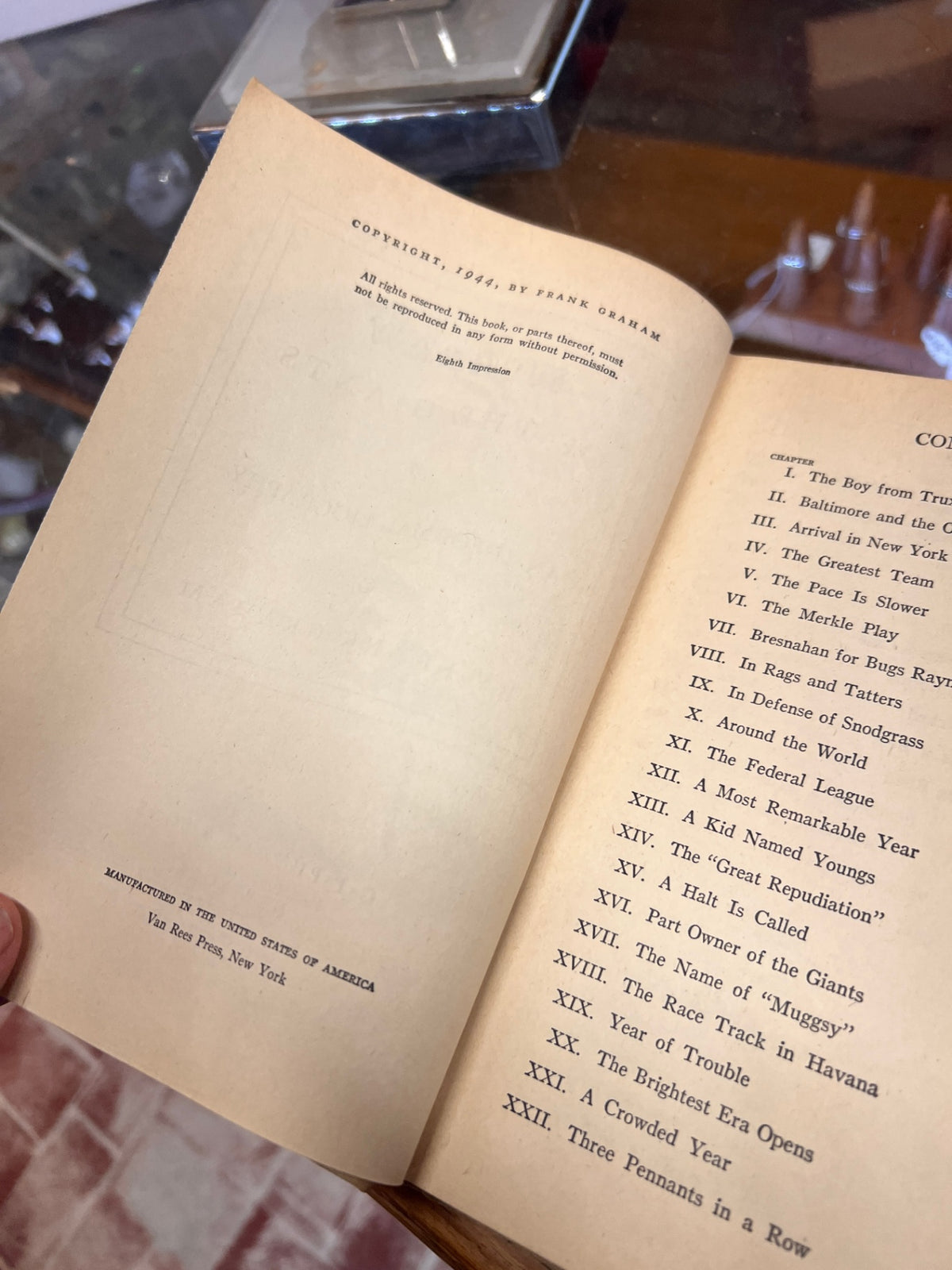 1944 McGraw of the Giants: An Informal Biography by Frank Graham – Eighth Impression – G.P. Putnam’s Sons
