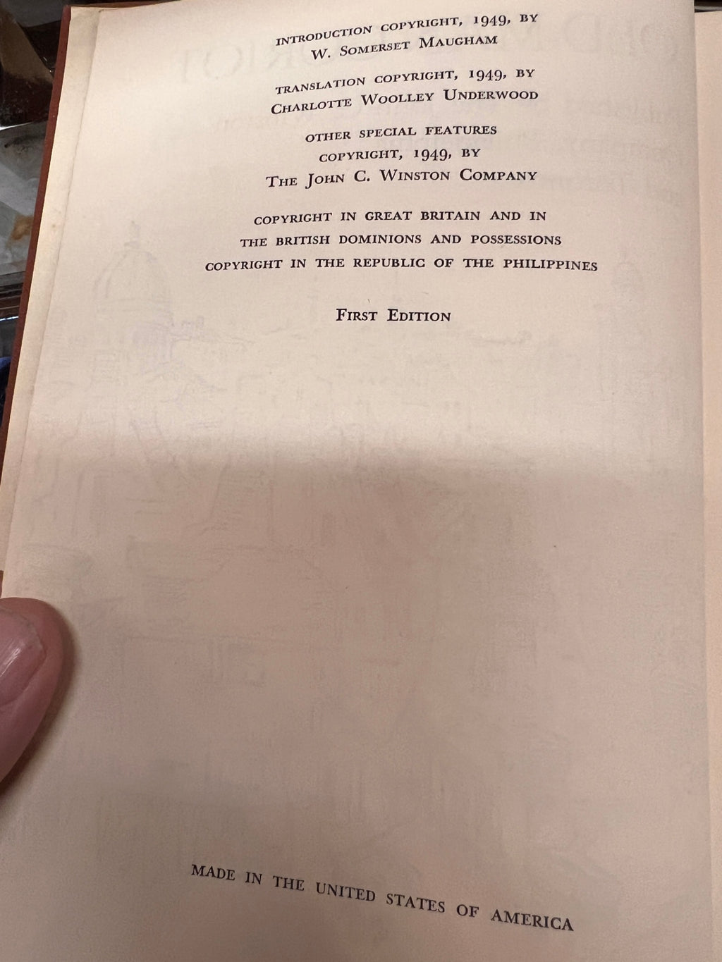 1949 First Edition Old Man Goriot by Honoré de Balzac – W. Somerset Maugham “Ten Greatest Novels” Series