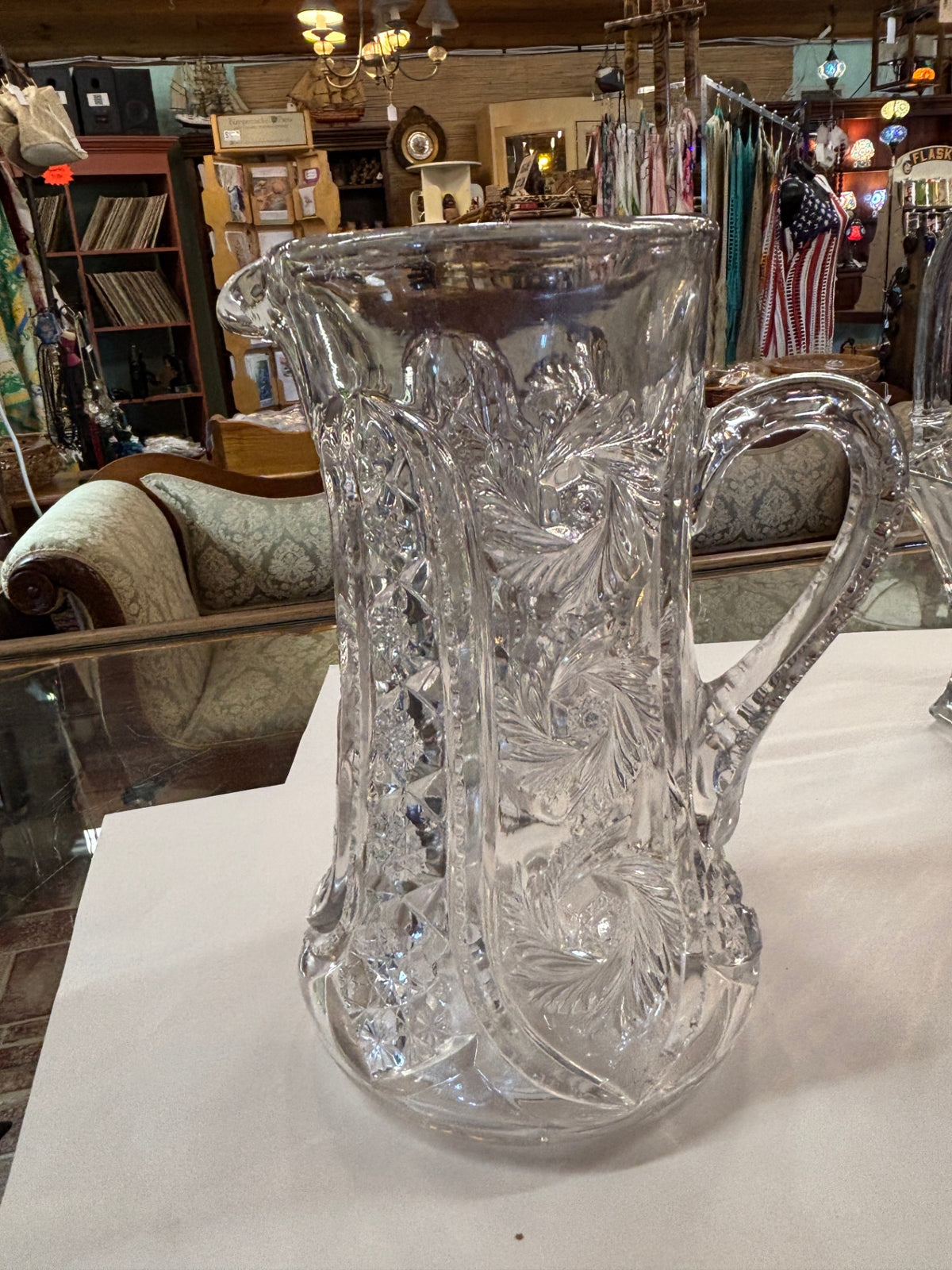 Antique McKee Wiltec Prescut Tankard Glass Pitcher in the Early American Pattern Glass