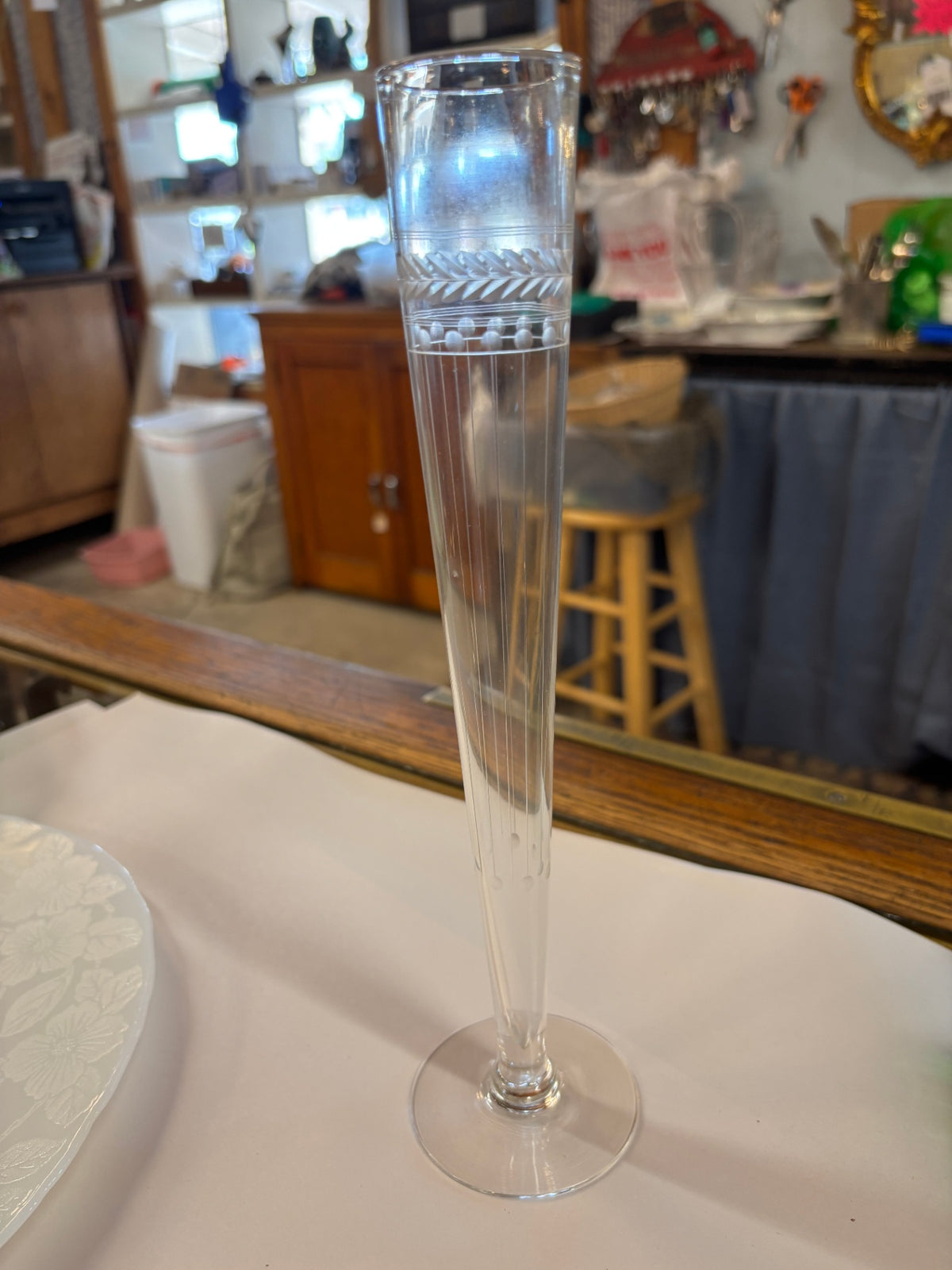 Vintage footed crystal bud vase