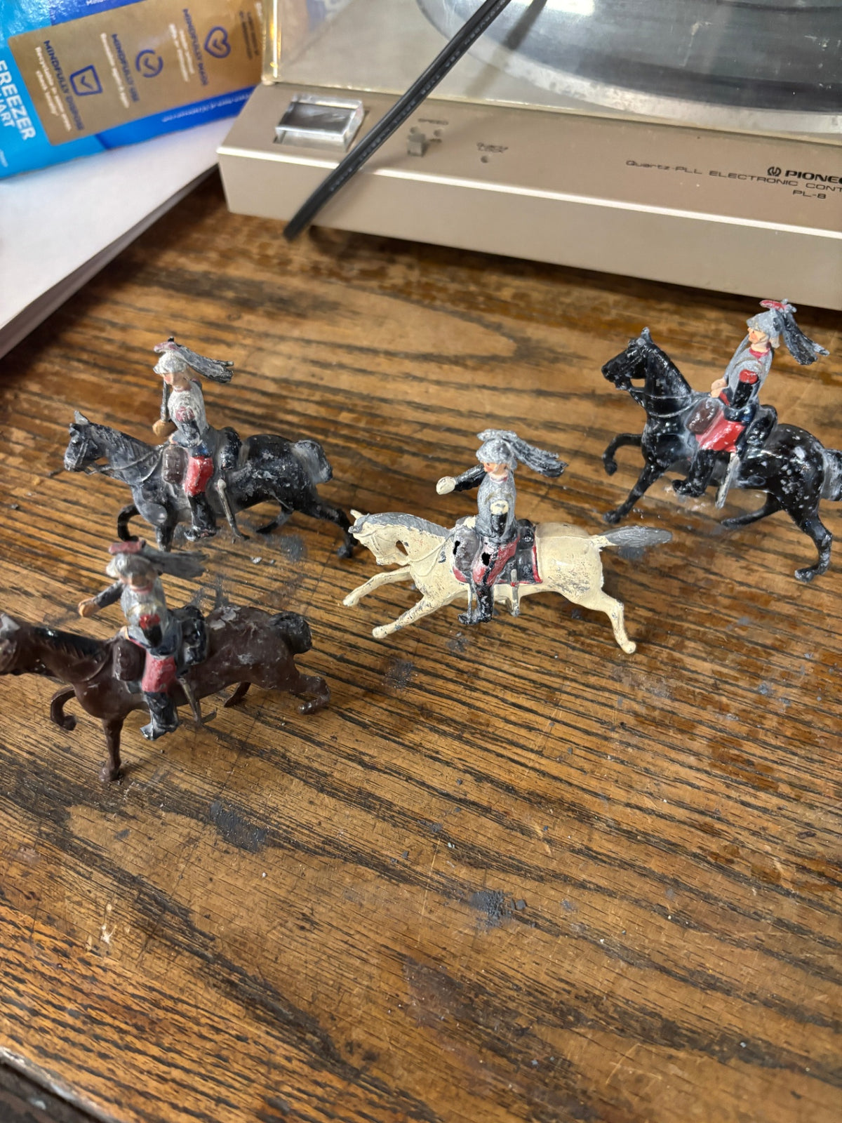 Vintage Hand-Painted Cast Metal Mounted Cavalry Soldiers – Set of 4