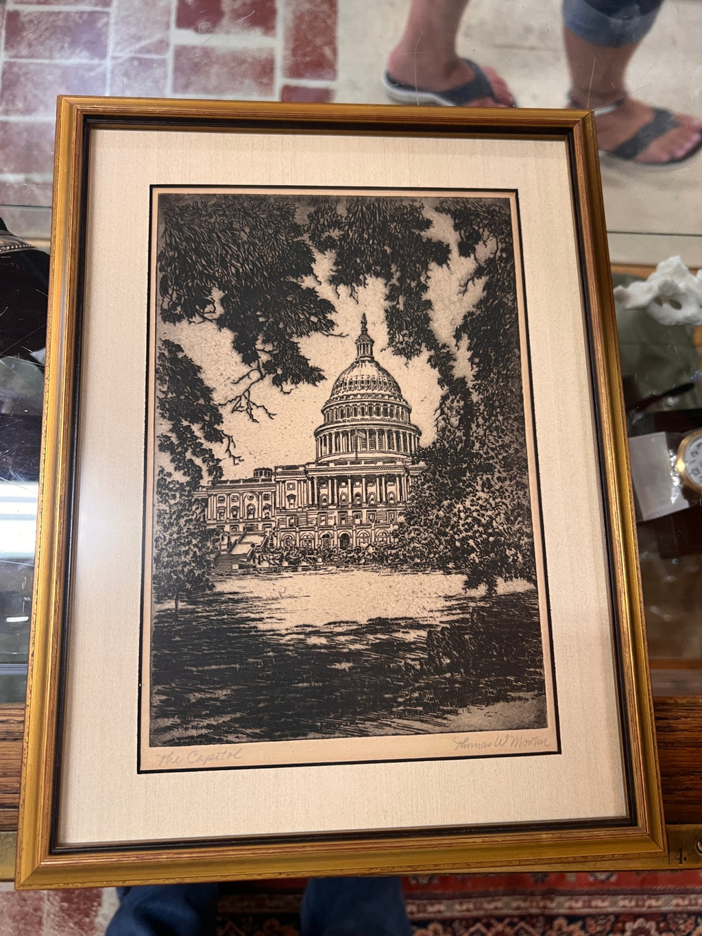 Original Signed Lorna W. Morton “The Capitol” Etching – U.S. Capitol Washington, D.C. – Framed