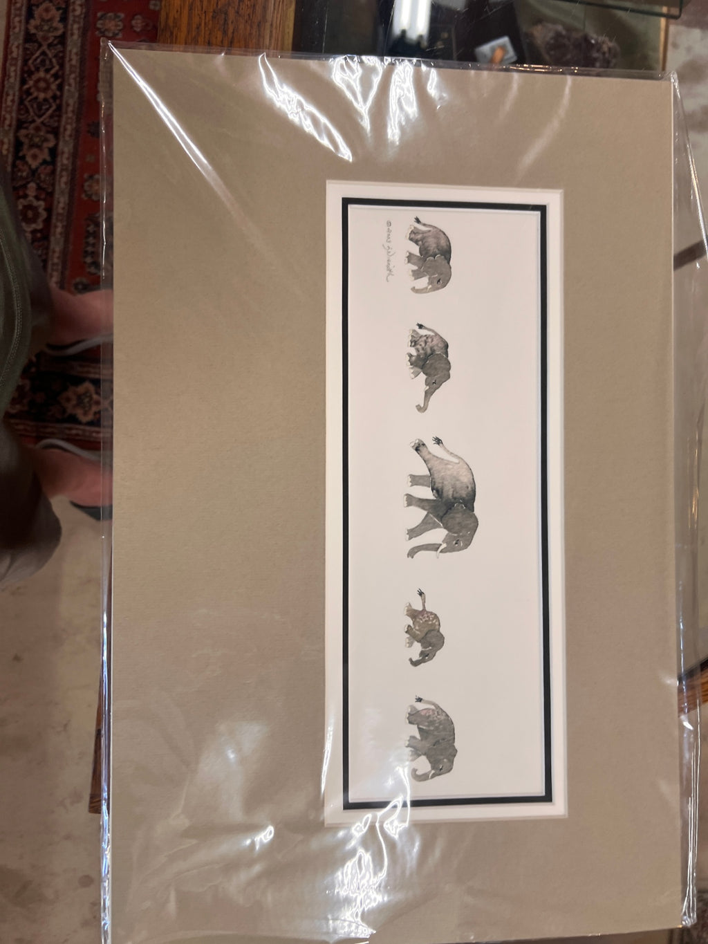 Leah Niemoth Signed Archival Elephant Family Print – Matted Wildlife Art