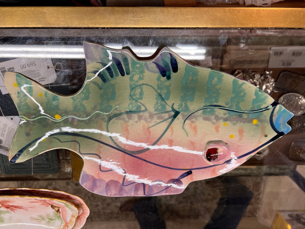 Vintage 1989 Jim Rice Naples Florida Hand-Painted Ceramic Fish Platter Wall Art