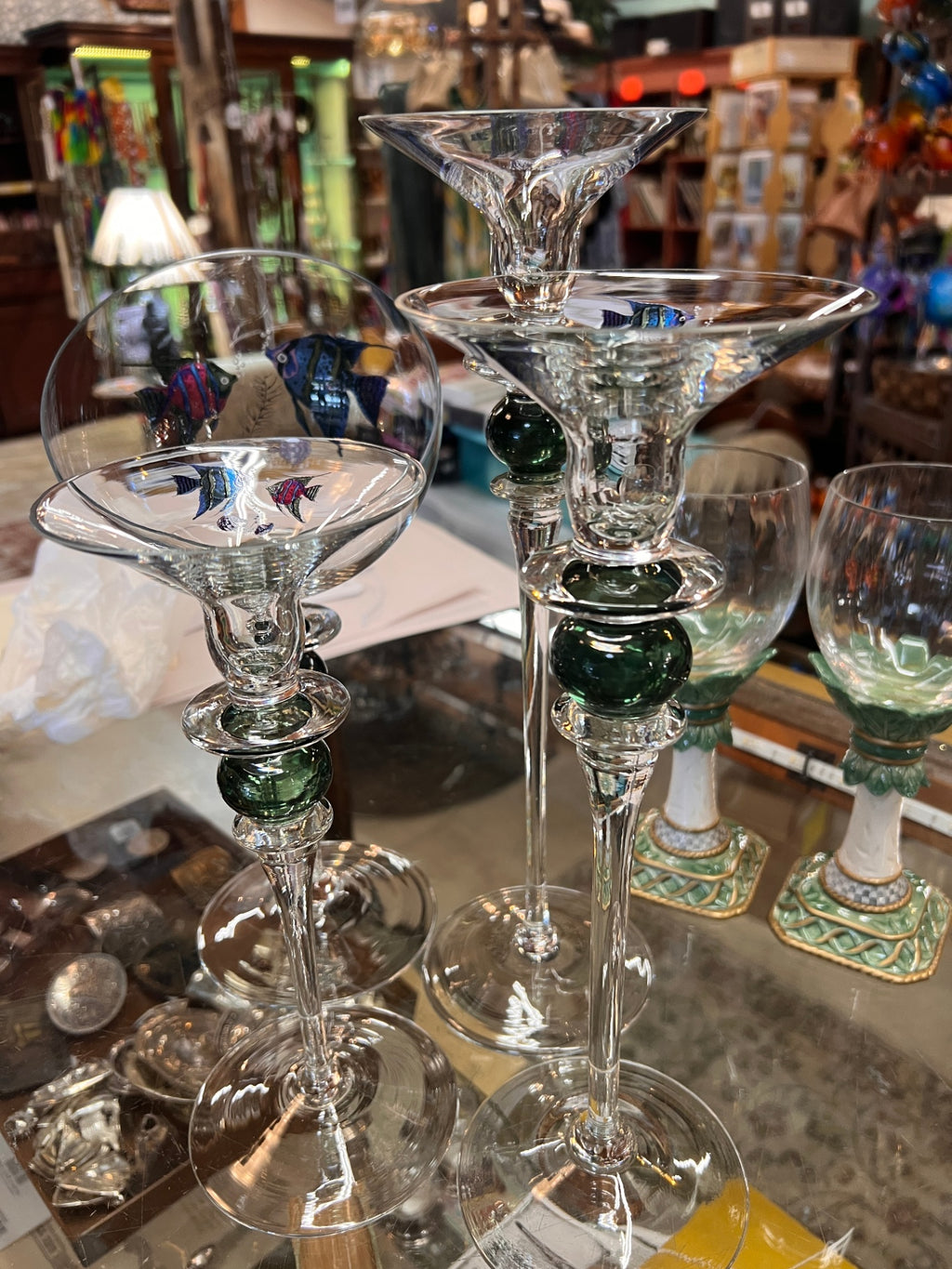 Set Of 4 Hand Painted Candle Holders