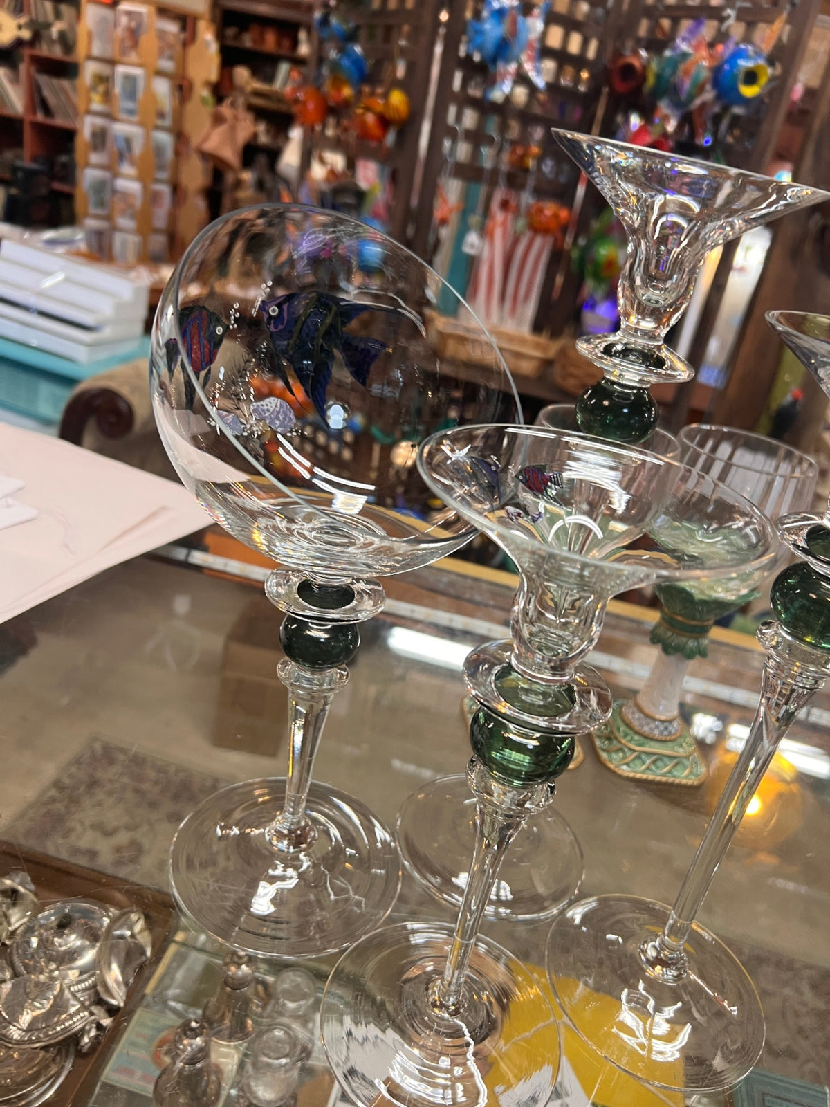 Set Of 4 Hand Painted Candle Holders