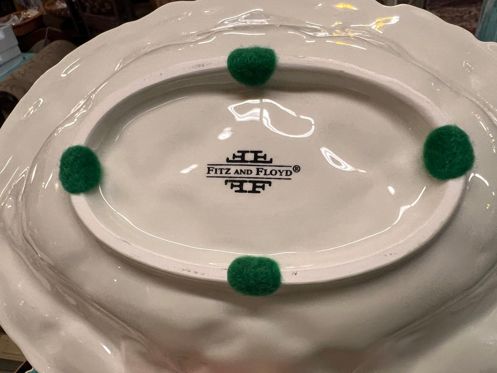 Vintage Fitz & Floyd 1995 Santa’s List Cranberry Server Christmas Dish   Contessavon
