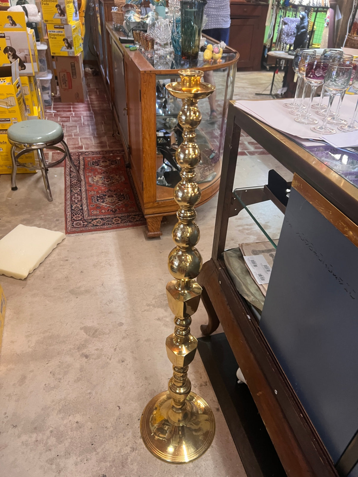 44" Tall Brass Candle Holder