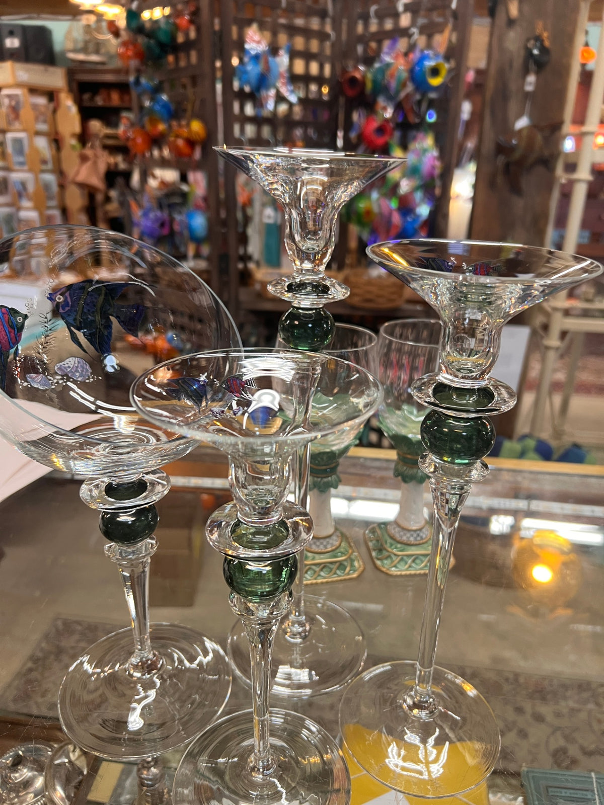 Set Of 4 Hand Painted Candle Holders