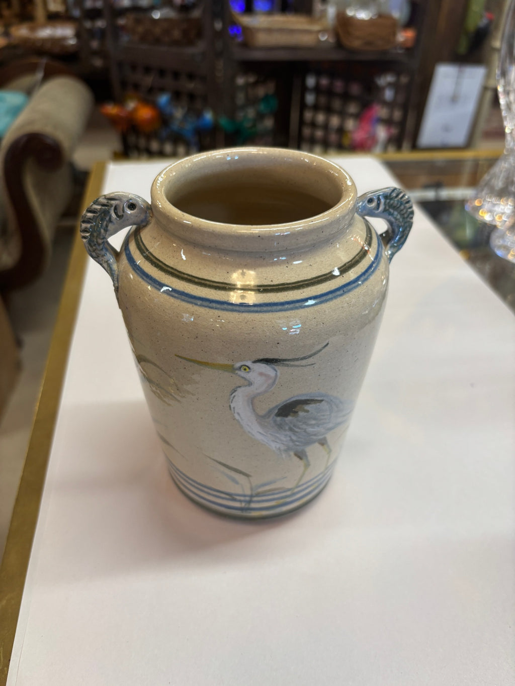 Handcrafted Pottery Vase Fish Handles