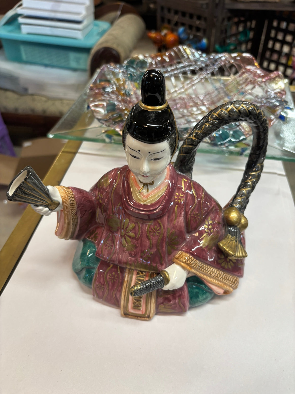 Vintage Fitz & Floyd Kyoto Festival Samurai Figural Teapot – Hand-Painted Ceramic