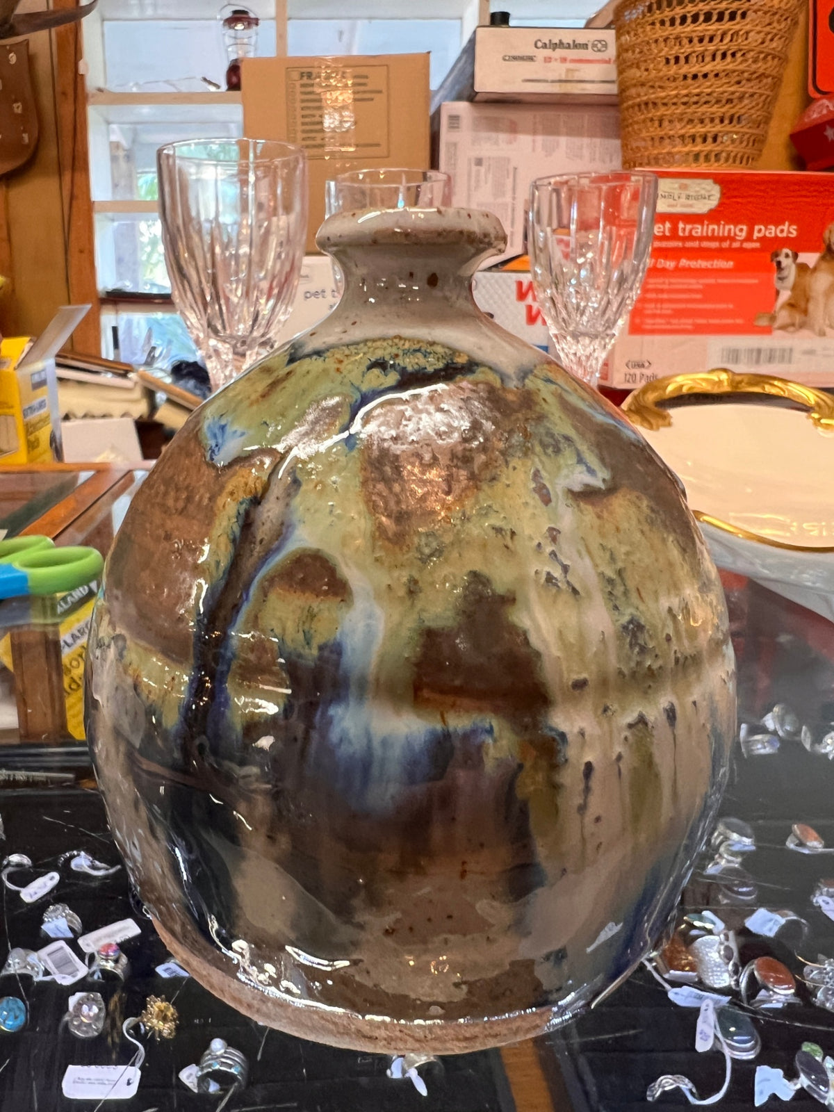 VTG. Glazed Pottery Bud Vase