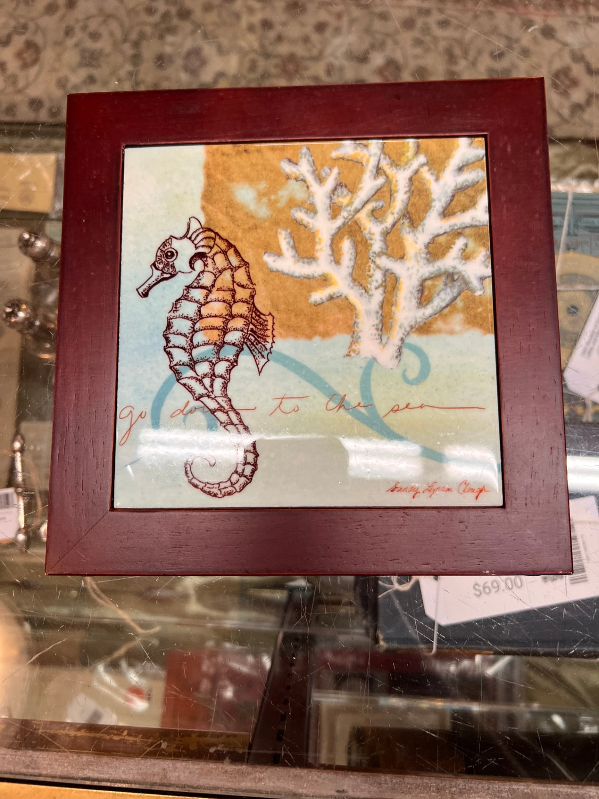 Framed Decorative Ceramic Art Piece designed by licensing artist Sandy Lynam Clough