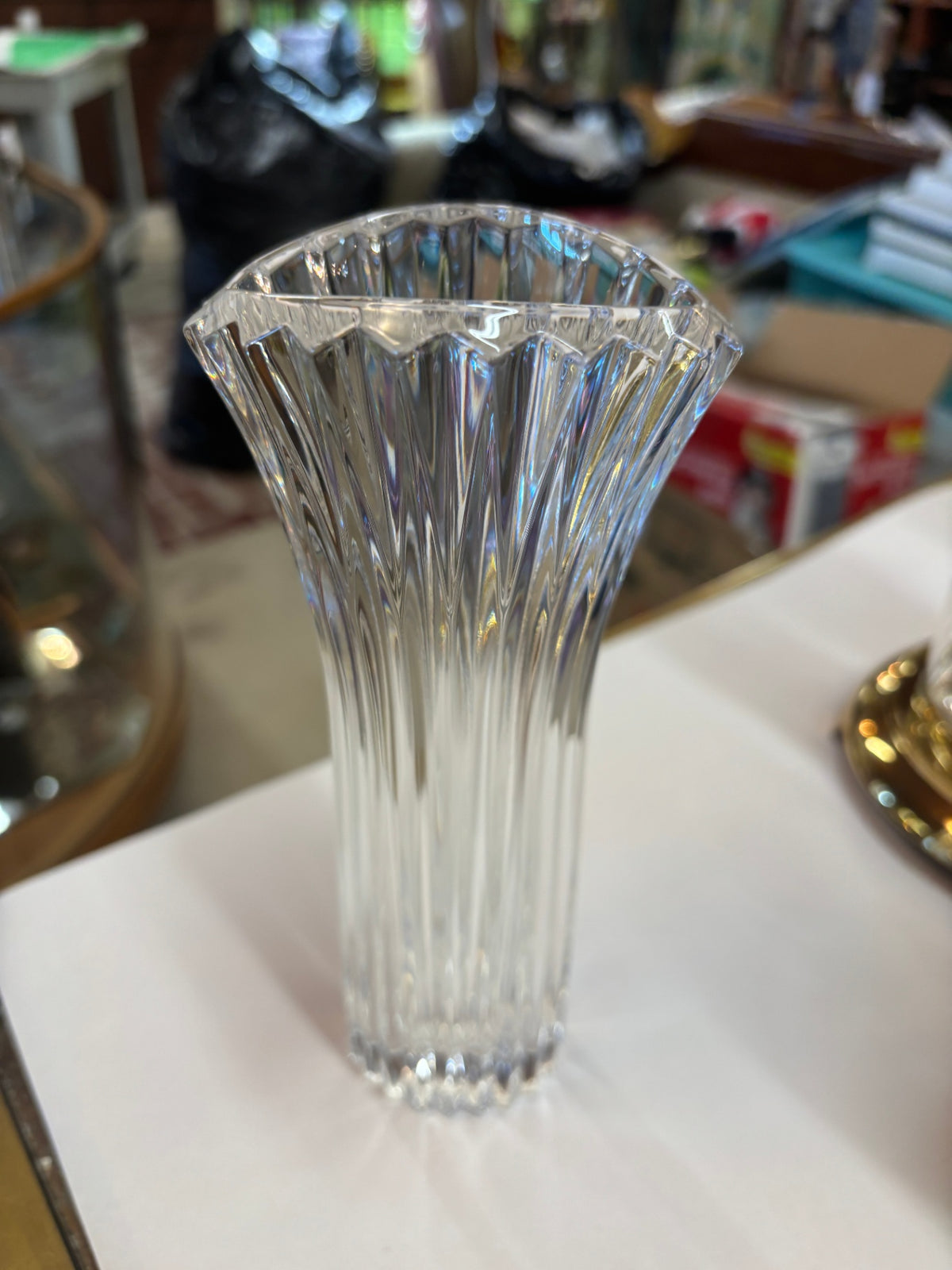Vintage Mikasa Excelsior Crystal Flared Vase 10.5” Tall Heavy Cut Glass