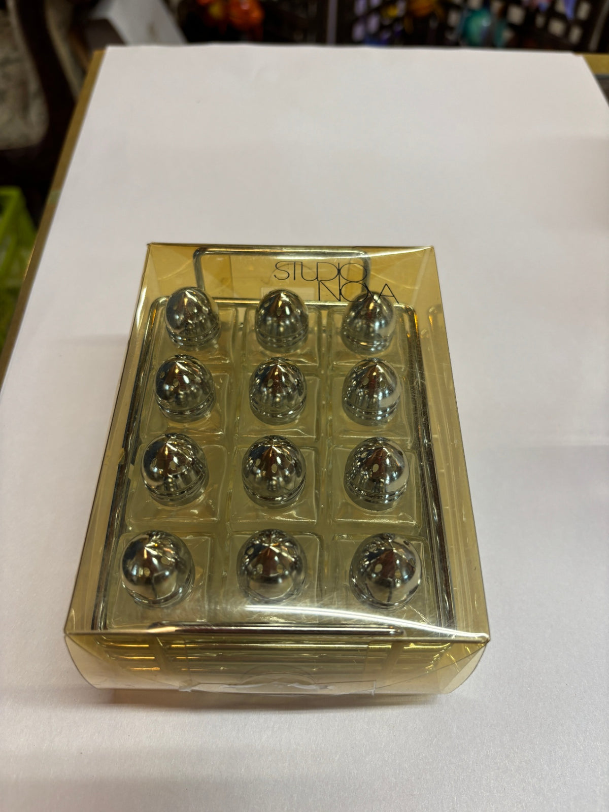 NIP Set Of 12 Mini Square Glass Salt & Pepper Shakers 1" Cube