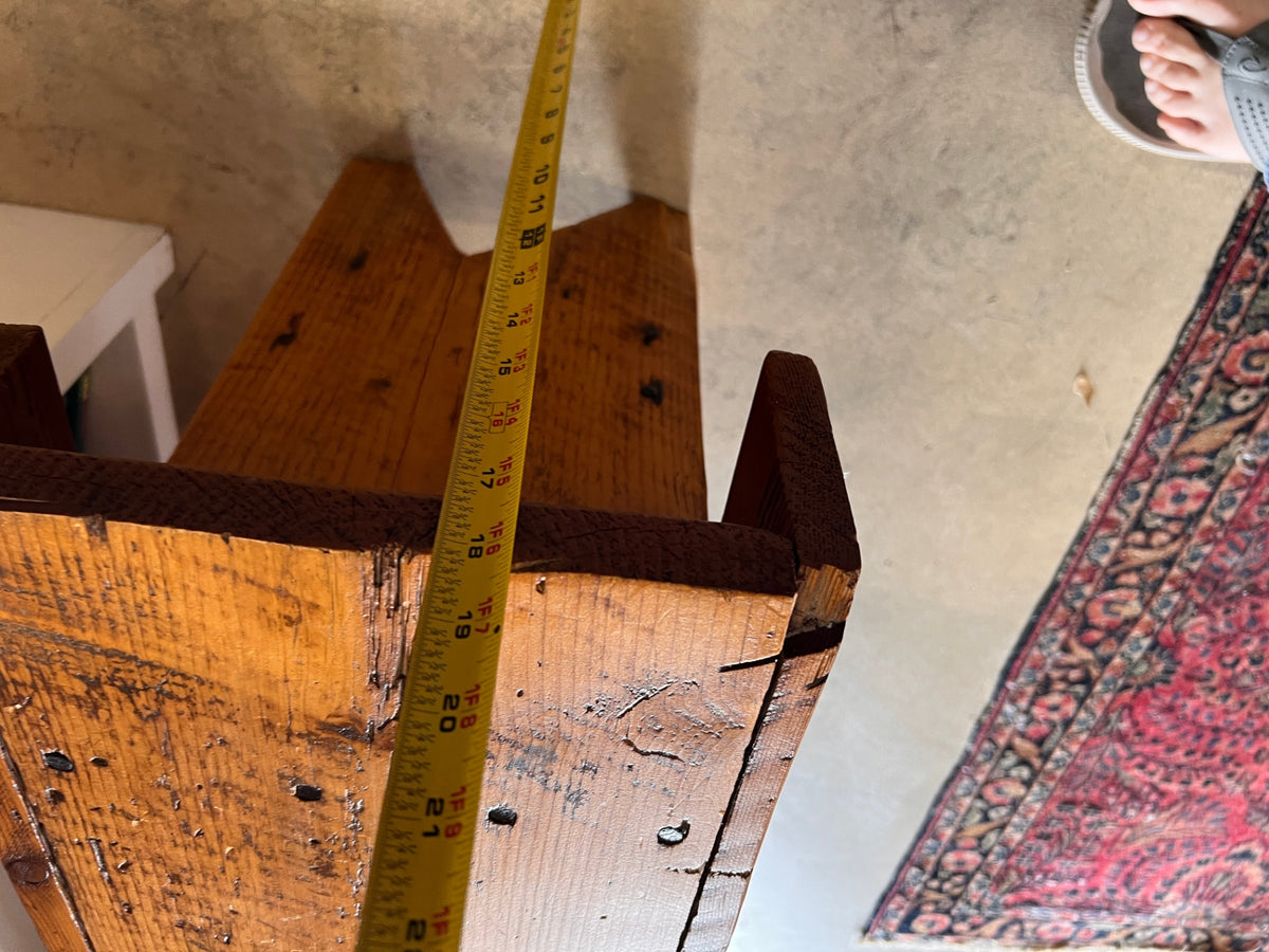 Antique Primitive Pine Farmhouse Bench with Lower Shelf – Rustic Solid Wood Entryway Bench