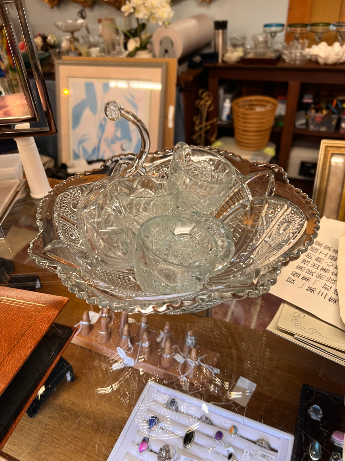 VTG. Punch Bowl With 5 Cups