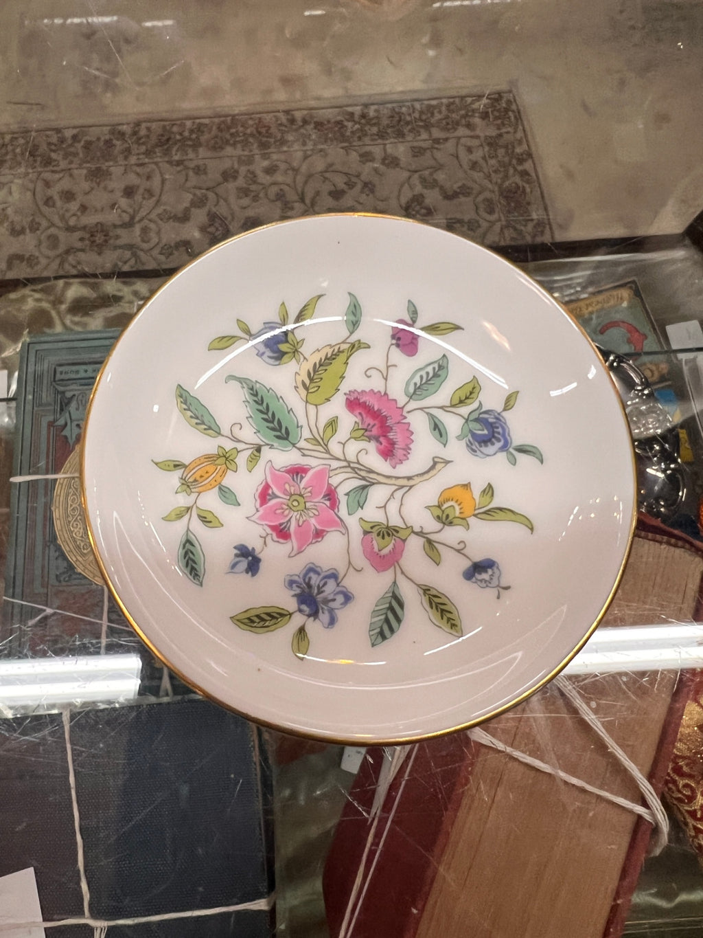 Vintage Minton Haddon Hall English Bone China Bowl – Colorful Floral Design with Gold Gilt Rim – Made in England