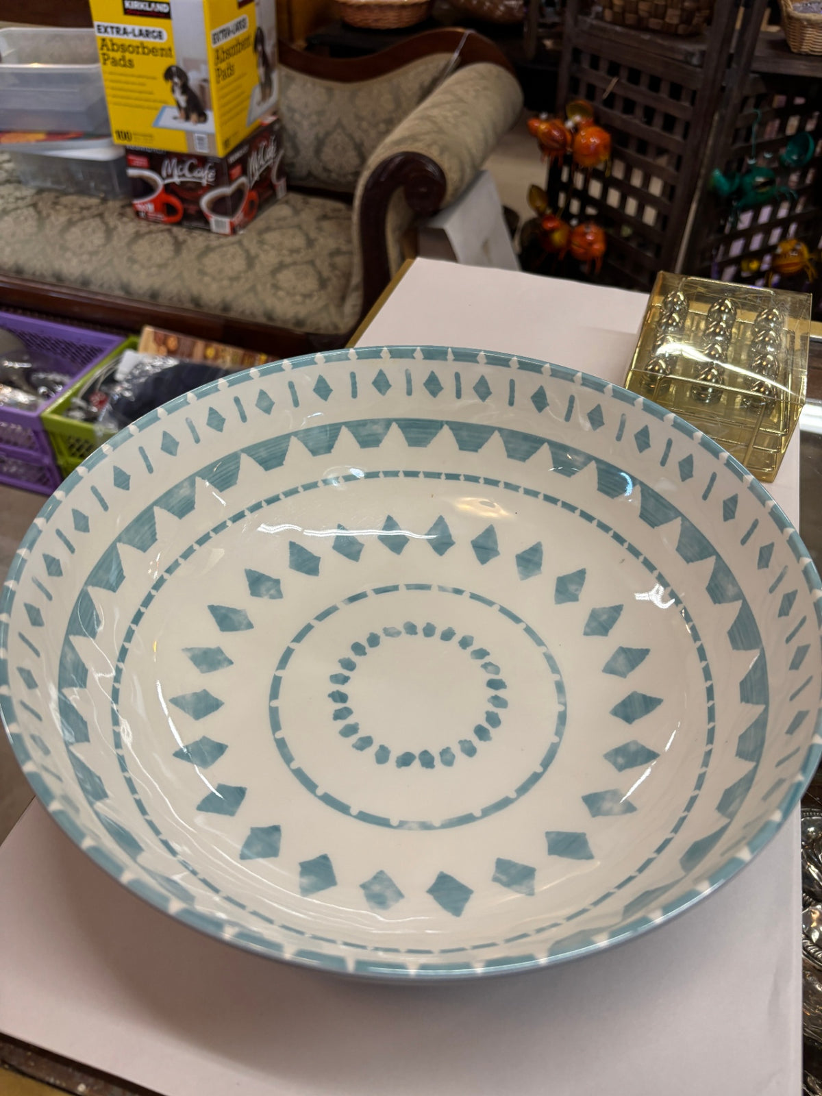 Turquoise  And White Bowl  Melamine
