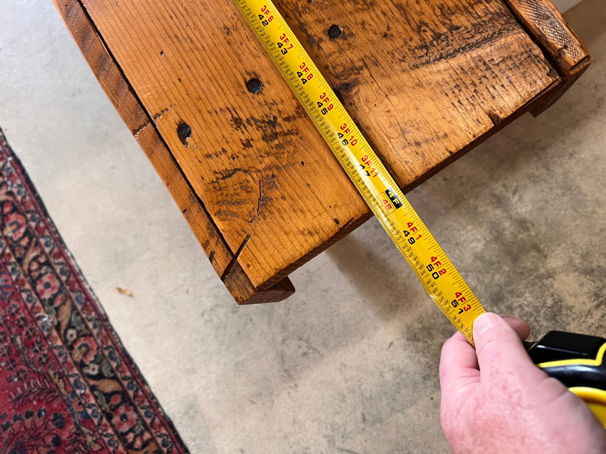 Antique Primitive Pine Farmhouse Bench with Lower Shelf – Rustic Solid Wood Entryway Bench