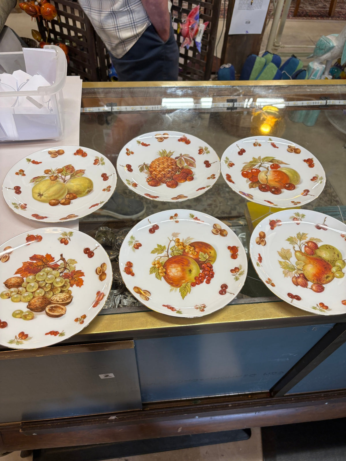 Vintage German porcelain fruit and berry salad/dessert plates made by Seltmann Weiden in Bavaria, West Germany 