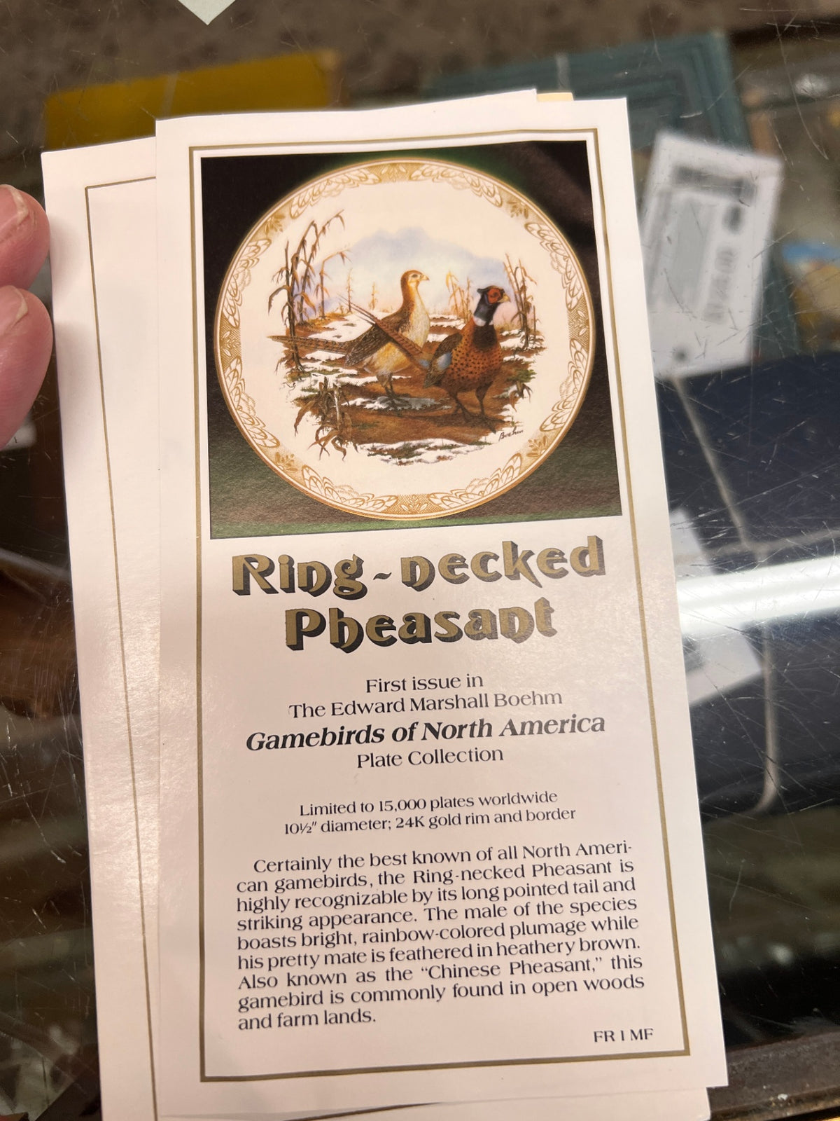 BOEHM Gamebirds of North America Plate Collection Ring Necked Pheasant New