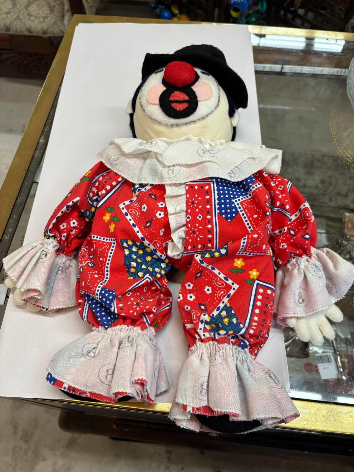 Vintage Handmade Folk Art Clown Doll