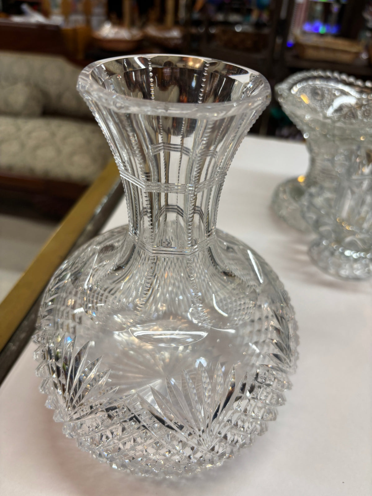 Vintage Cut Crystal Decanter – Fan & Diamond Pattern