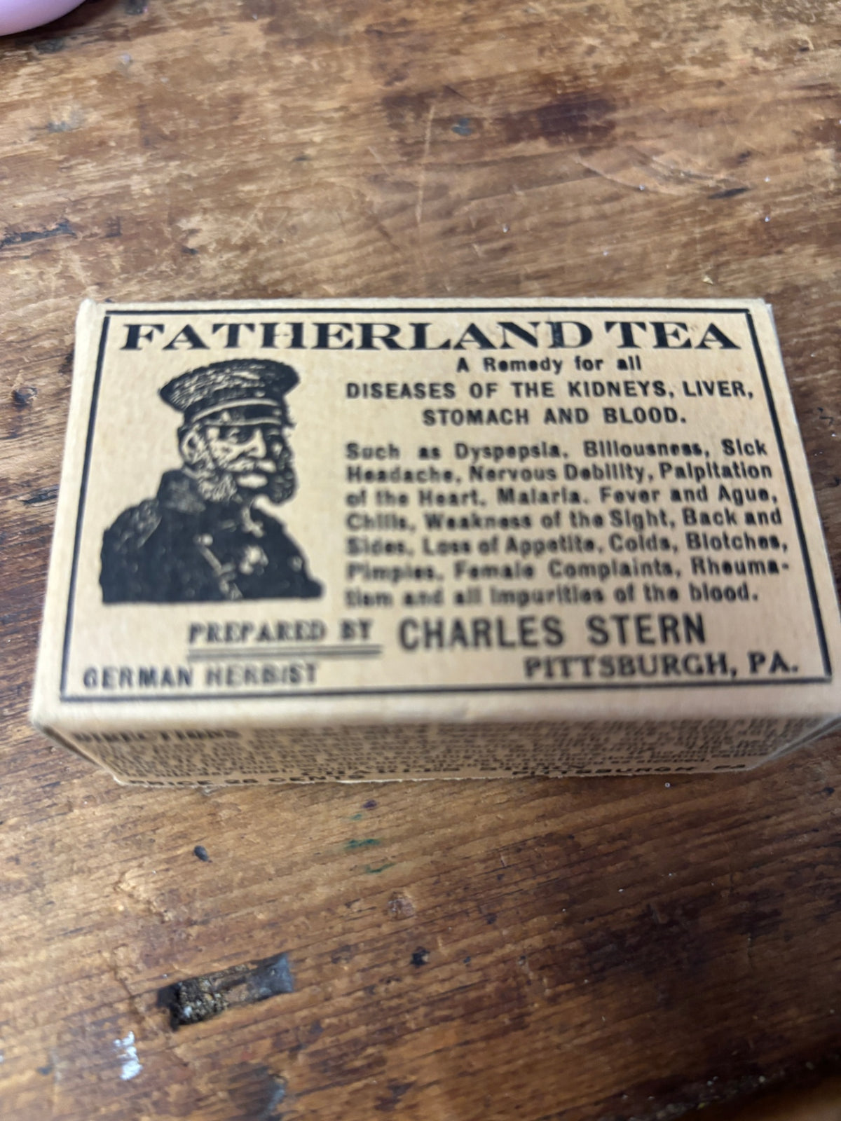  Fatherland Tea, an 19th- or early-20th-century patent medicine ("quack medicine").