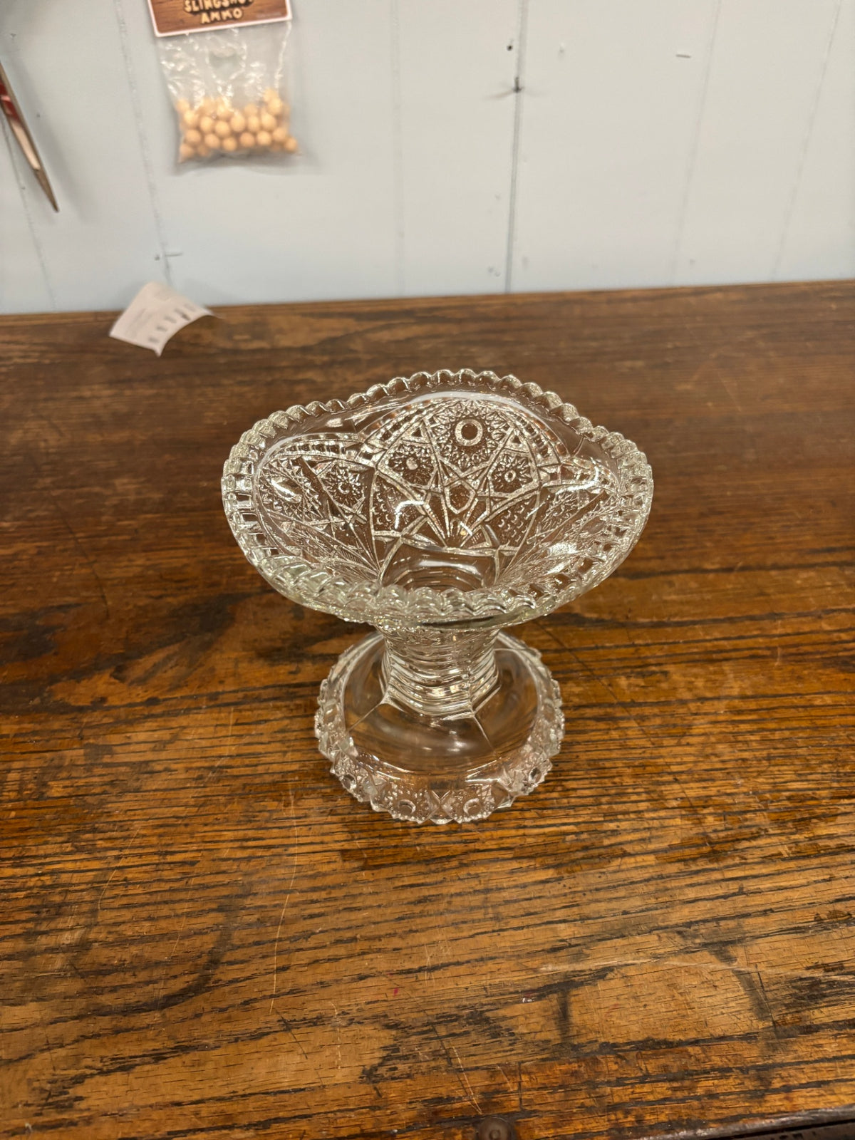 McKee Concord Punch Bowl Base Stand Floral Design Pressed Clear Glass 5-5/8