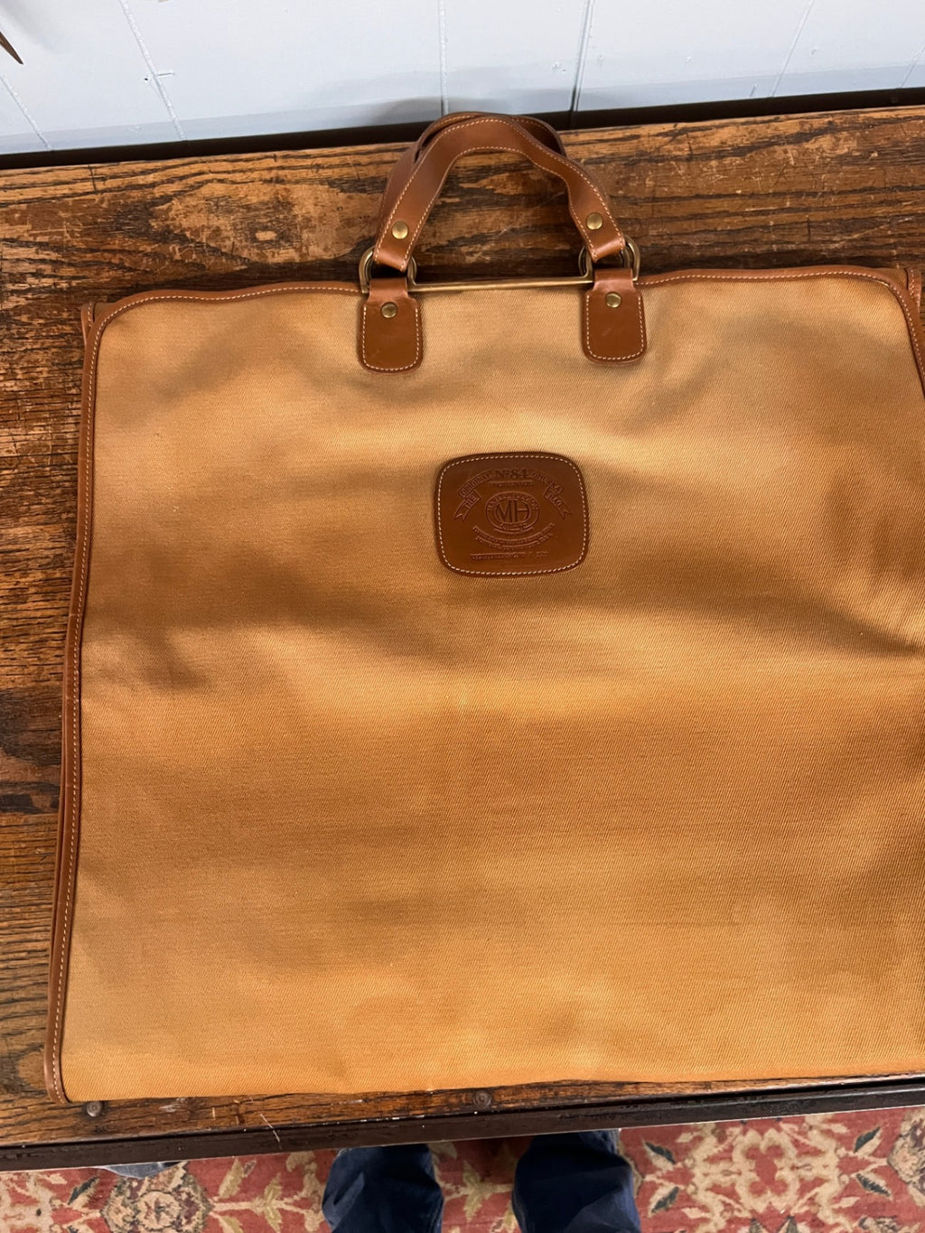 Vintage Ghurka No. 84 Promenade Garment Bag – Marley Hodgson Khaki Canvas & Leather – USA