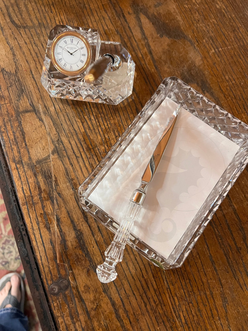 Waterford Crystal Desk Clock & Letter Opener Set with Crystal Tray – Neiman Marcus Gift Box