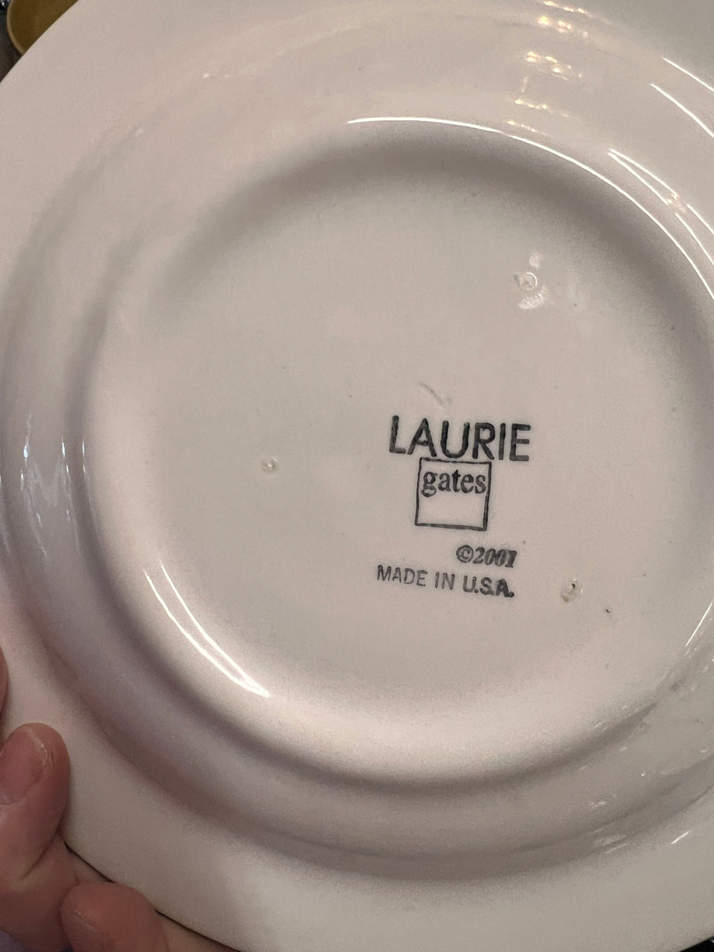 Laurie Gates 2007 Navy Blue & White Star Ceramic Dinner Plate – Made in USA