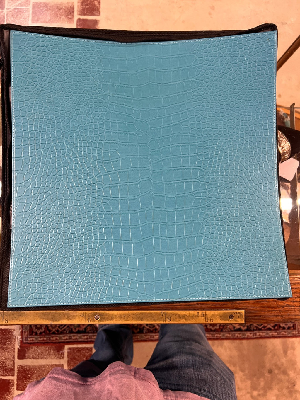 Kim Seybert KS Casual Set of 4 Turquoise Blue Crocodile-Embossed Placemats