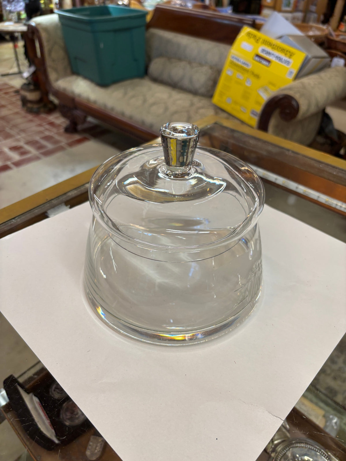 Clear Glass Lidded Apothecary Jar with Knob Handle