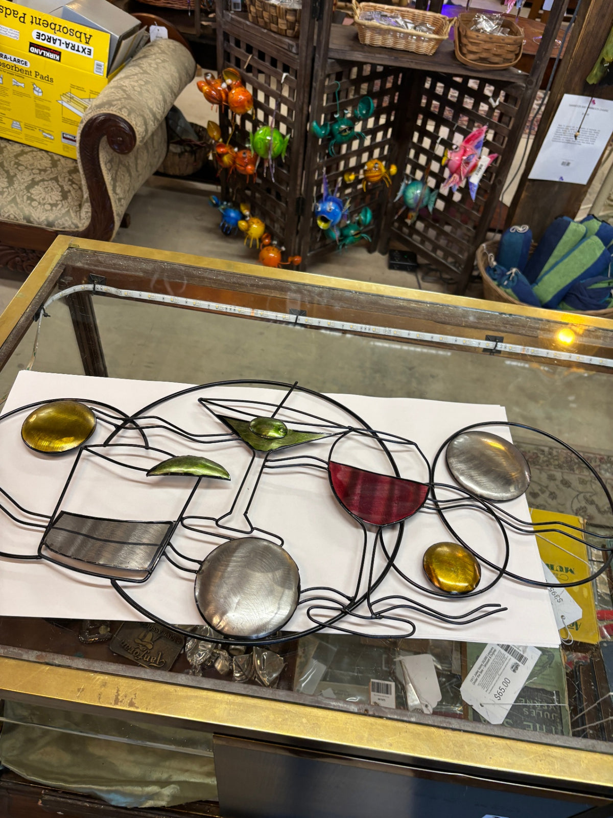 Modern Abstract Metal Wall Art – Martini Glasses & Geometric Design