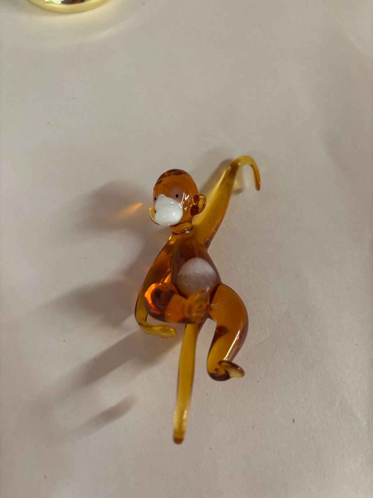 Vintage Hand-Blown Amber Art Glass Monkey Figurine – Miniature Collectible