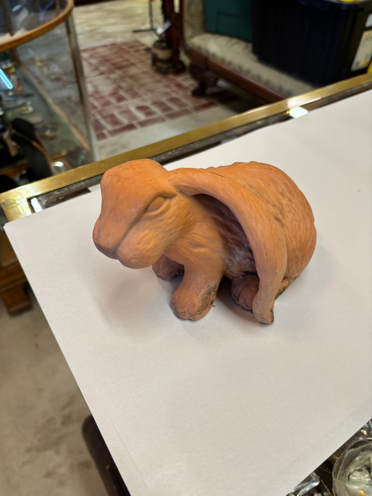 Vintage Terracotta Ram Figurine – Rustic Folk Art Pottery Sculpture