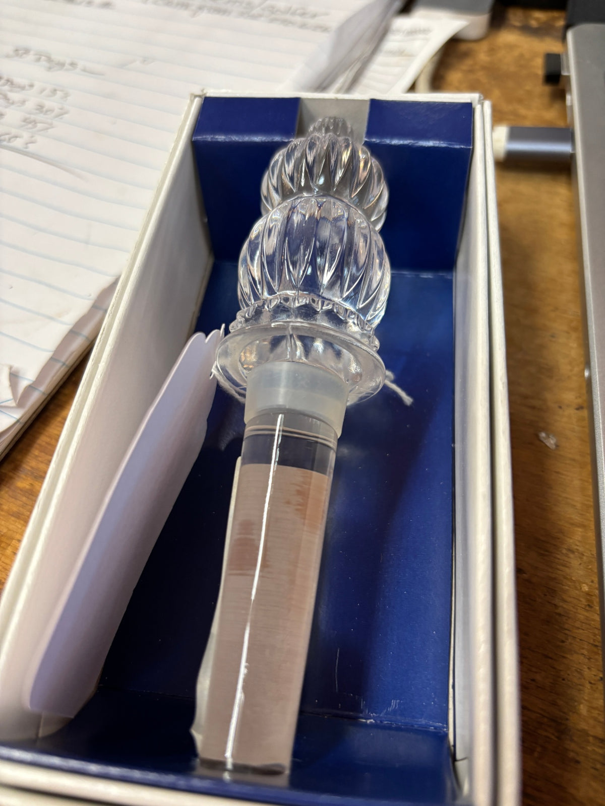 Elegant Clear Cut Glass  Wine Bottle Stopper – Original Box