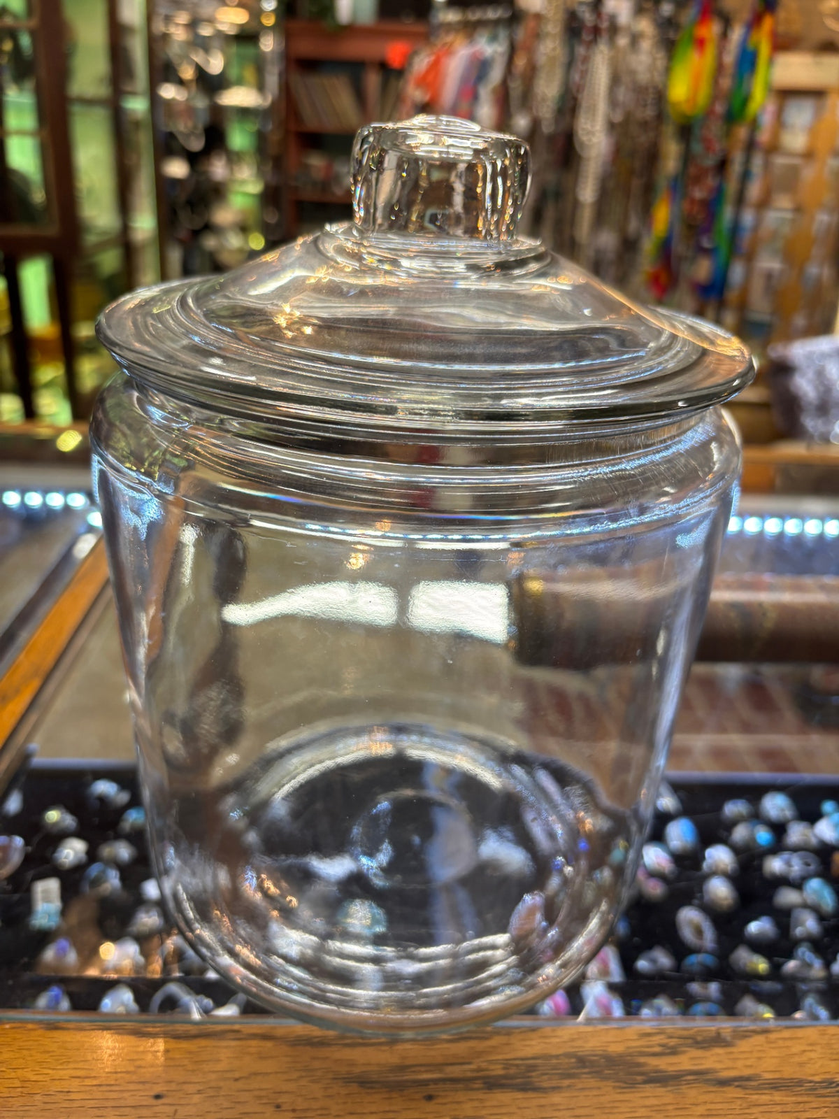 Vintage Clear Glass Lidded Apothecary Storage Jar