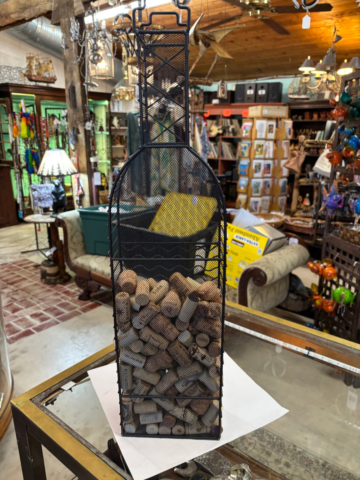 Tall Black Metal Wine Bottle-Shaped Cork Holder – Decorative Cork Collector