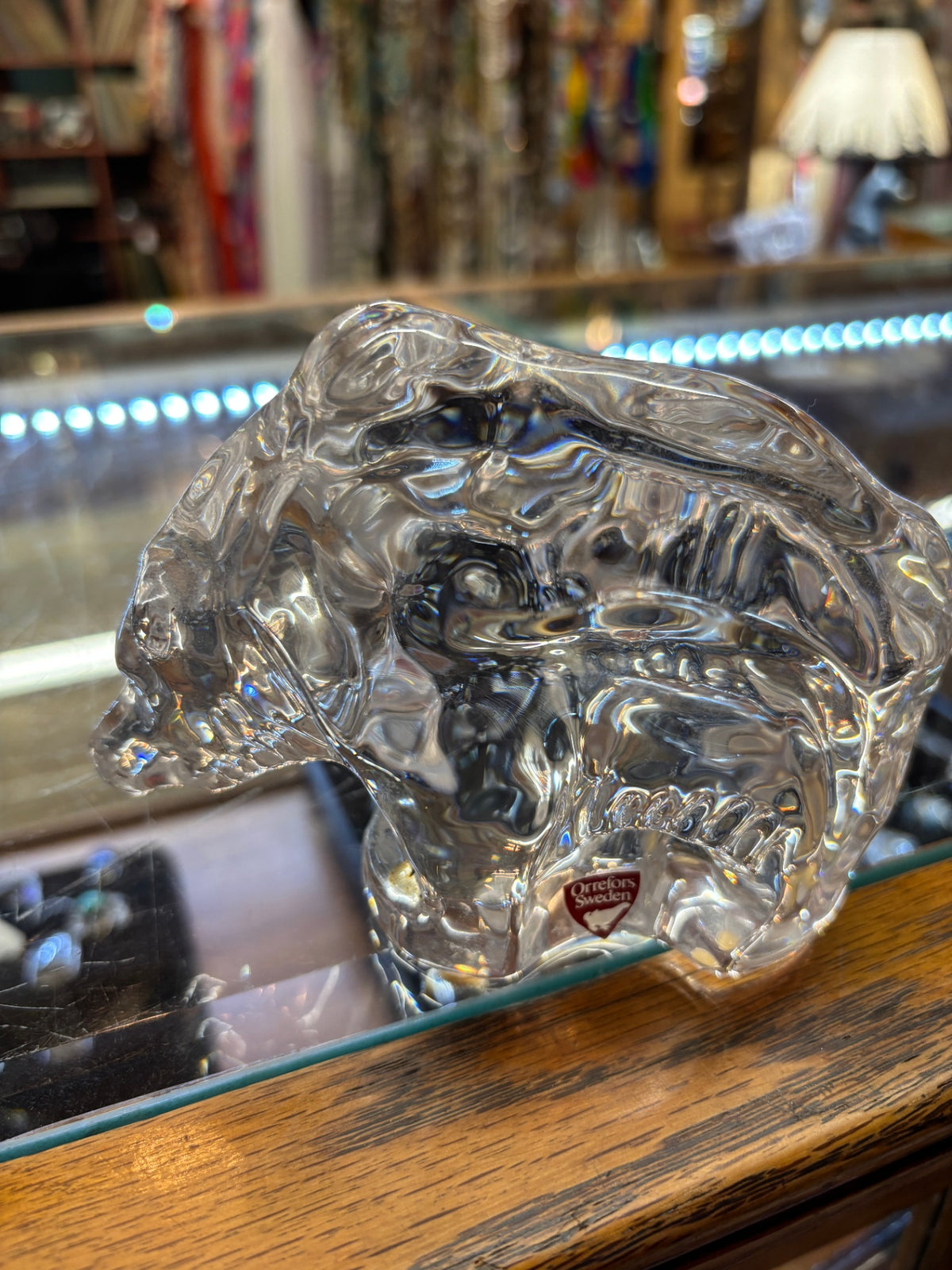 Vintage Orrefors Sweden Crystal Glass Elephant Figurine