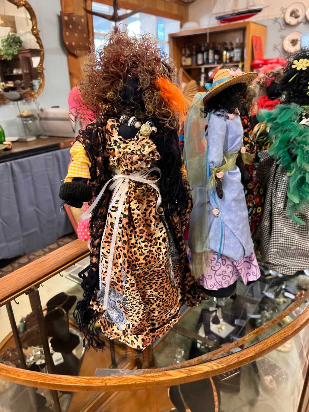 Handmade African American Folk Art Bottle Dolls – Colorful Textile Sculptures – 16"