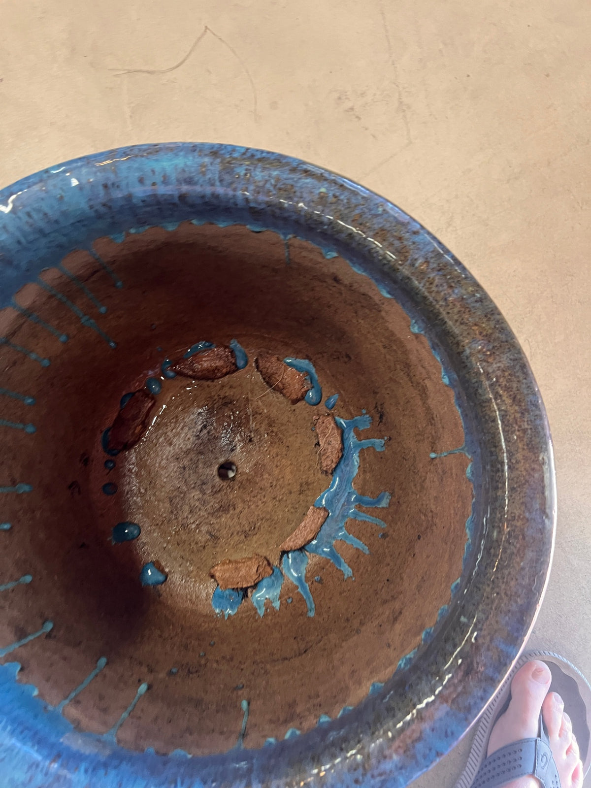 Blue Drip Glazed Stoneware Garden Planter – Rustic Pottery Flower Pot