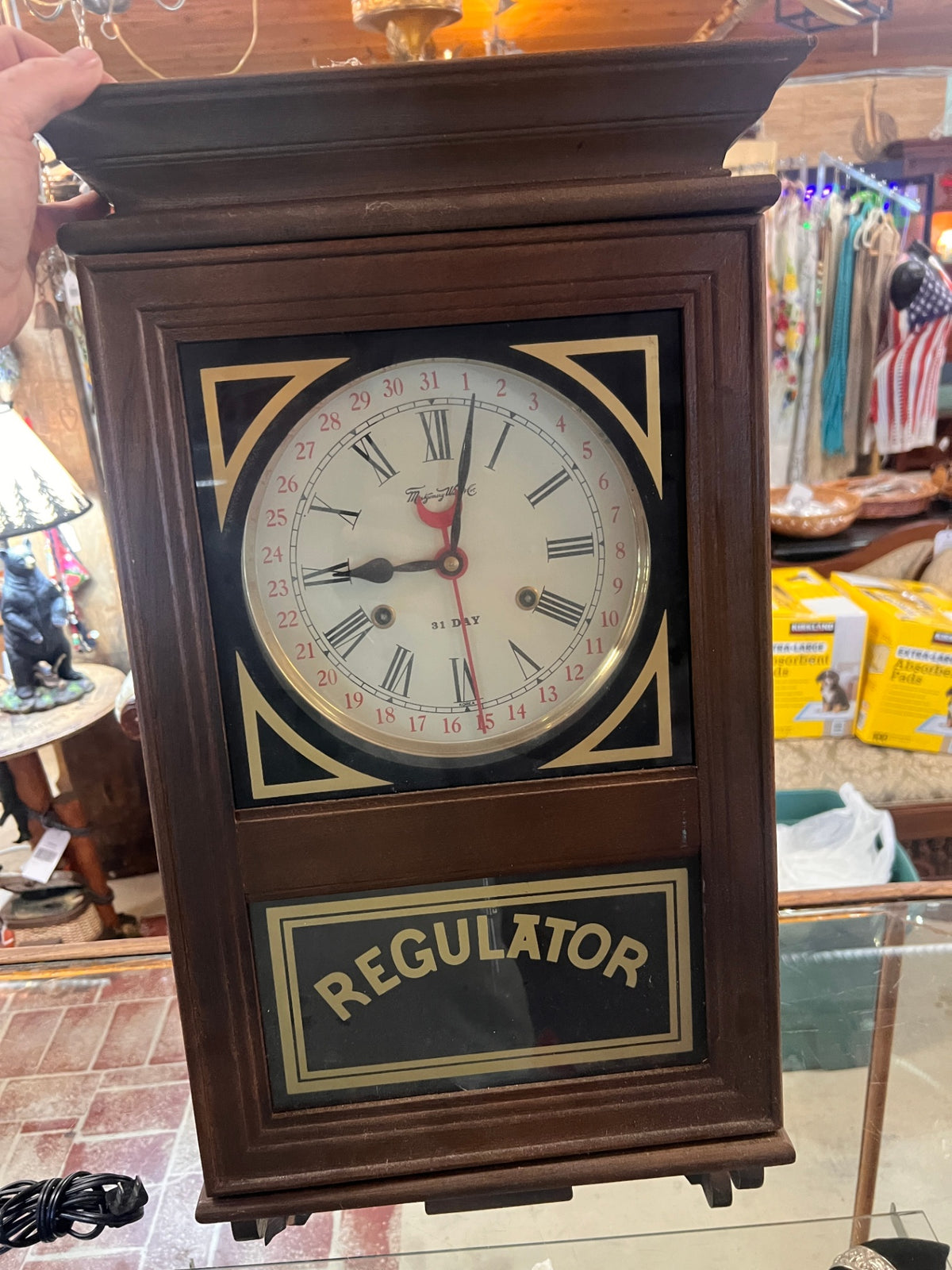 Vintage Montgomery Ward Regulator 31-Day Mechanical Pendulum Wall Clock – Wood Case