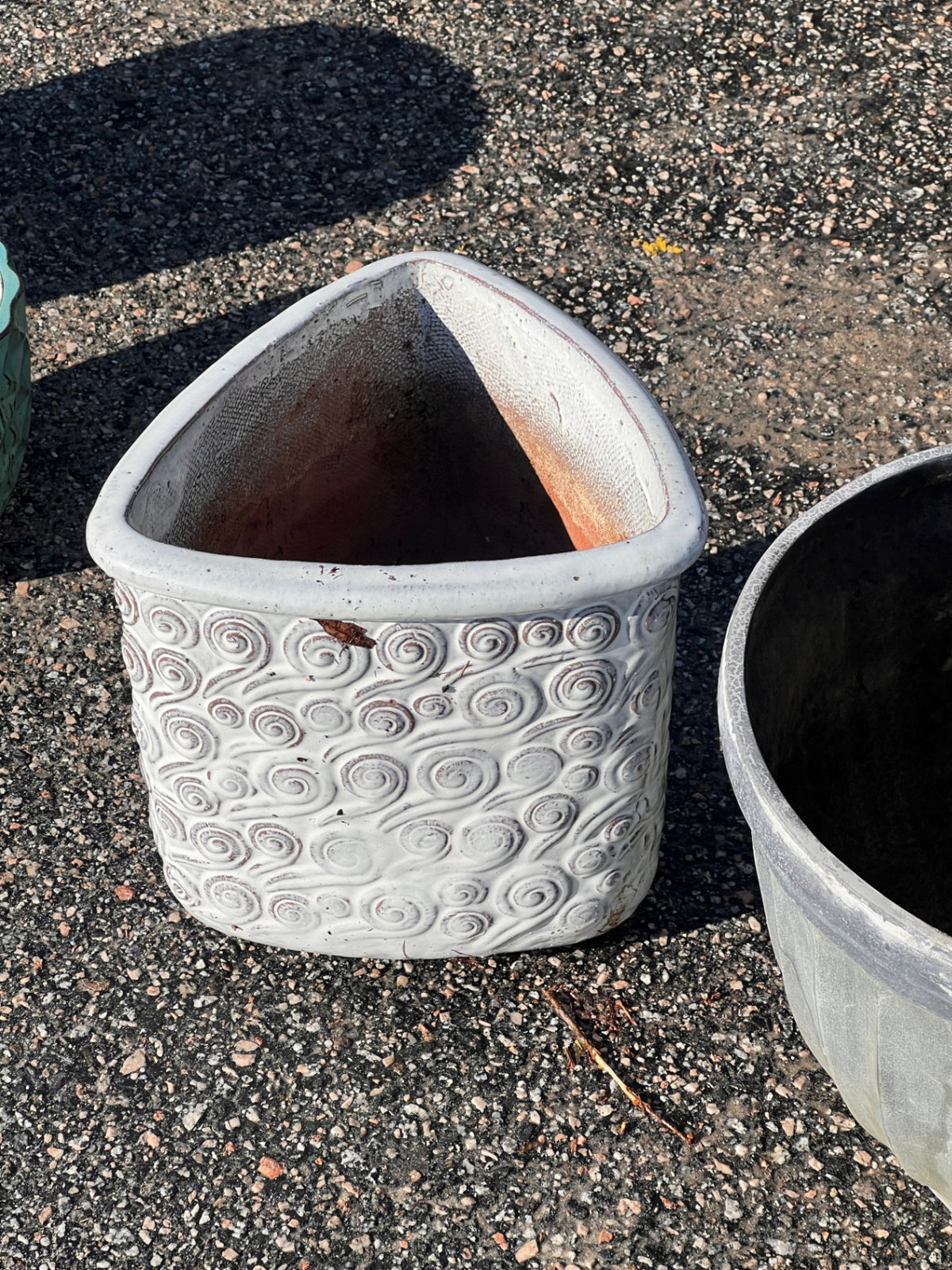 Large White Ceramic Triangular Planter