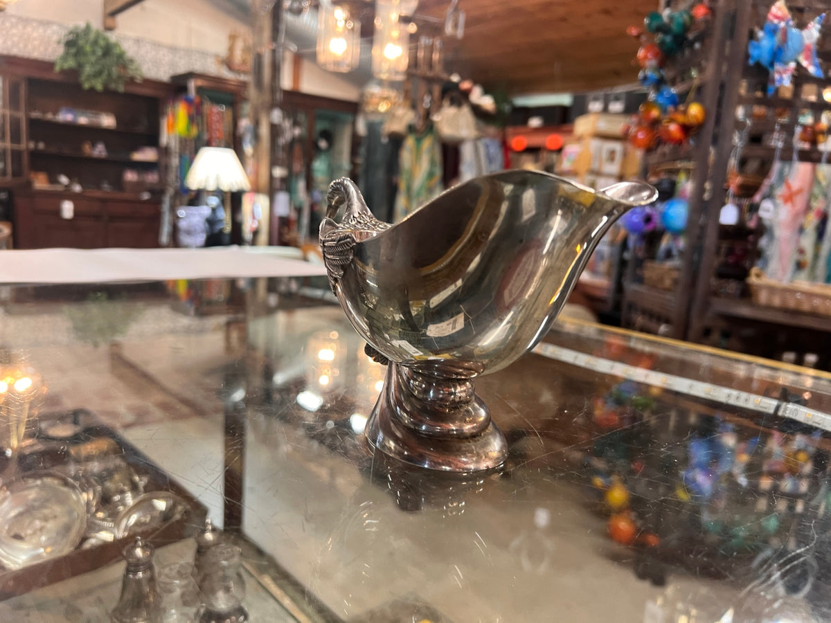 SILEA France Silver Plate Swan Sauce or Gravy Boat Empire Fleuron Gallia Christofle