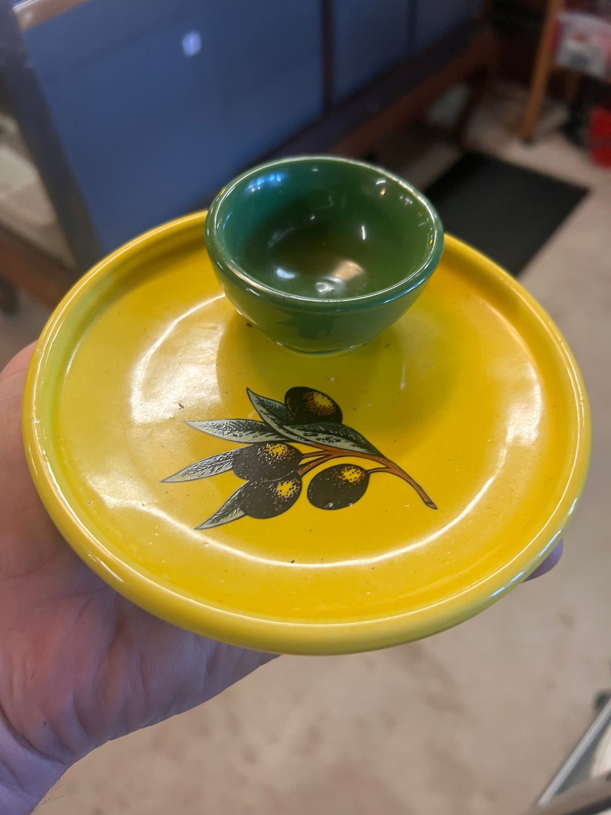 Olive Dish With Integral Bowl For Pips 15x 5cm Spanish Handmade Ceramic Pottery
