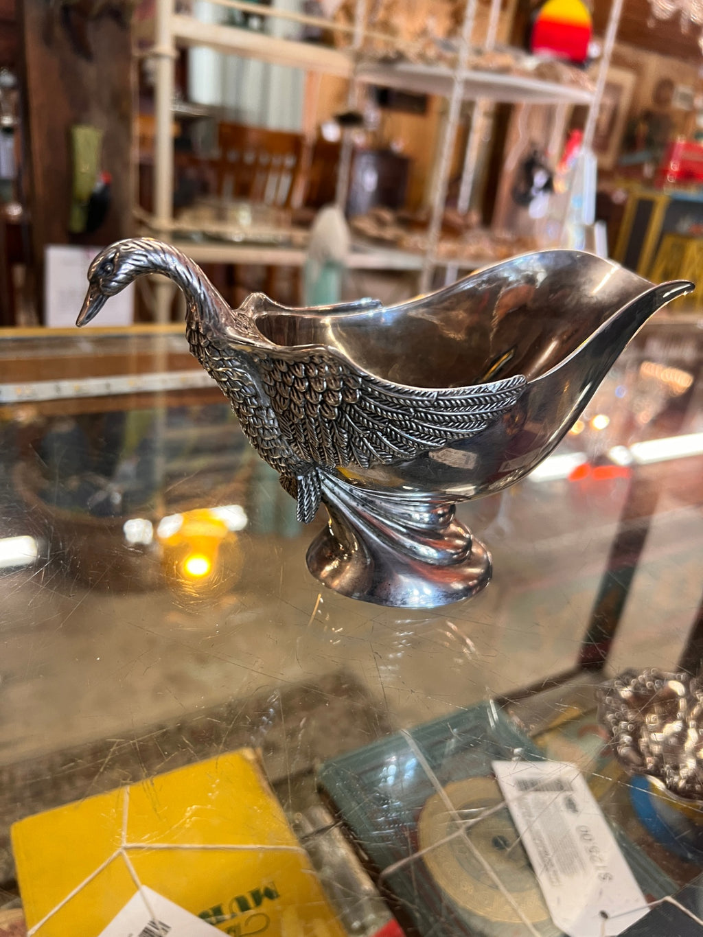 SILEA France Silver Plate Swan Sauce or Gravy Boat Empire Fleuron Gallia Christofle