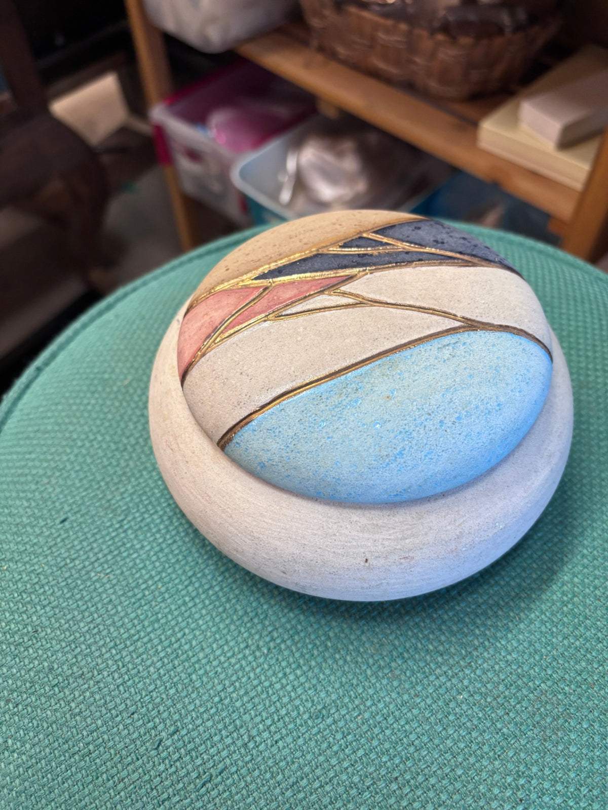  Ceramic trinket box or pottery piece with a Southwest